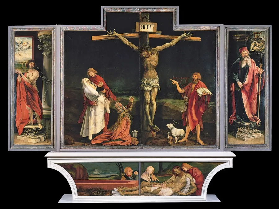 Die gesamte Kreuzigungsszene des Isenheimer Altars