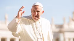 Papst Franziskus winkt Pilgern bei der Generalaudienz am 20. September 2017 / CNA / Marina Testino 