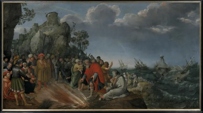 Paulus in Malta: Gemälde von Adam Willaerts, entstanden um 1621.