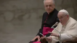 Papst Franziskus spricht bei der Generalaudienz am 1. September 2021 / Daniel Ibáñez / ​CNA Deutsch