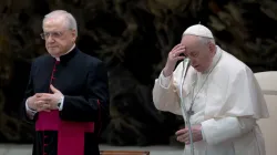 Papst Franziskus betet bei der Generalaudienz / Daniel Ibañez / CNA Deutsch