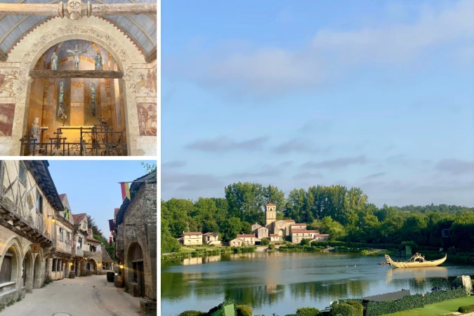 Der historische Themenpark bietet aufwendige Bühnen, ein mittelalterliches Dorf und eine Kapelle.