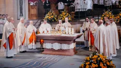 Zahlreiche Konzelebranten standen mit Erzbischof em. Hans-Josef Becker im Pontifikalamt am Altar / Besim Mazhiqi / Erzbistum Paderborn