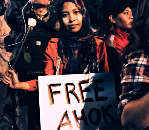 "Free Ahok": Eine Demonstrantin bei einer Kundgebung in Jakarta am 9. Mai 2017