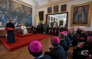 Papst Franziskus hält eine Ansprache an die Bischöfe im Kardinalspalast von Bogota am 7. September 2017. / L'Osservatore Romano