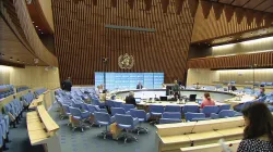 WHO-Konferenzsaal in Genf.  / Screenshot