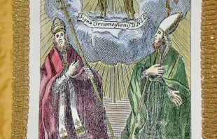 Die Darstellung des Reliquiars mit der Heiligen Vorhaut auf einer Prozessionsfahne. / Paul Badde / Vatican Magazin