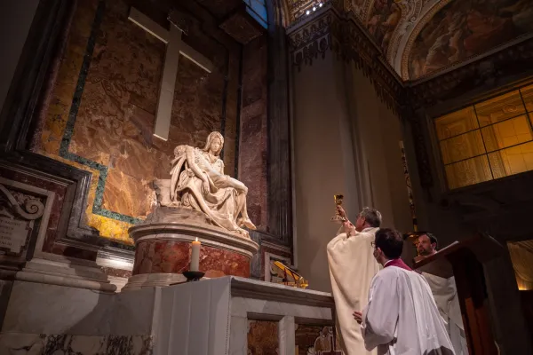 Vor der Pietà von Michelangelo: Erzbischof Georg Gänswein feiert die heilige Messe im Petersdom am 4. Januar 2020. / supplied