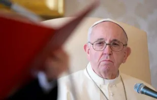 Papst Franziskus bei der Übertragung der Generalaudienz aus dem Apostolischen Palast im Vatikan am 11. November 2020. / Vatican Media 