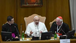Papst Franziskus bei der Konferenz „Mann-Frau-Gottesbild. Für eine Anthropologie der Berufungen“ im Vatikan am 1. März 2024 / Vatican Media