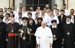 Papst Franziskus mit der koptischen Delegation und dem "Ökumene-Minister" des Vatikans, Kardinal Kurt Koch (links im Bild) / Vatican News