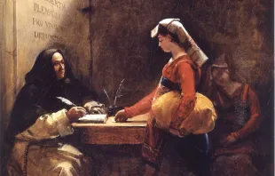 François Marius Granet malte 1825 diese Darstellung einer jungen Bäuerin, die einen Ablass kauft.  / Gemeinfrei