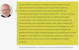 "Für uns ist klar: Barmherzigkeit kennt keine Grenzen": Kardinal Reinhard Marx ist eine der Stimmen der Allianz. / www.allianz-fuer-weltoffenheit.de