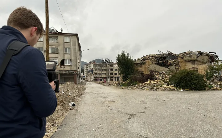 Das zerstörte Stadtzentrum von Antakya (Türkei).