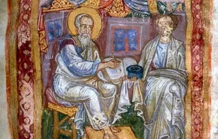 Der Apostel Johannes (links) und Markion von Sinupe (Sinop) in einer Darstellung aus dem 11. Jahrhundert. / J. Pierpoint Morgan Library / Wikimedia (CC0) 