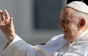 Papst Franziskus begrüßt Pilger auf dem Petersplatz am 7. Juni 2023 / Daniel Ibáñez / CNA