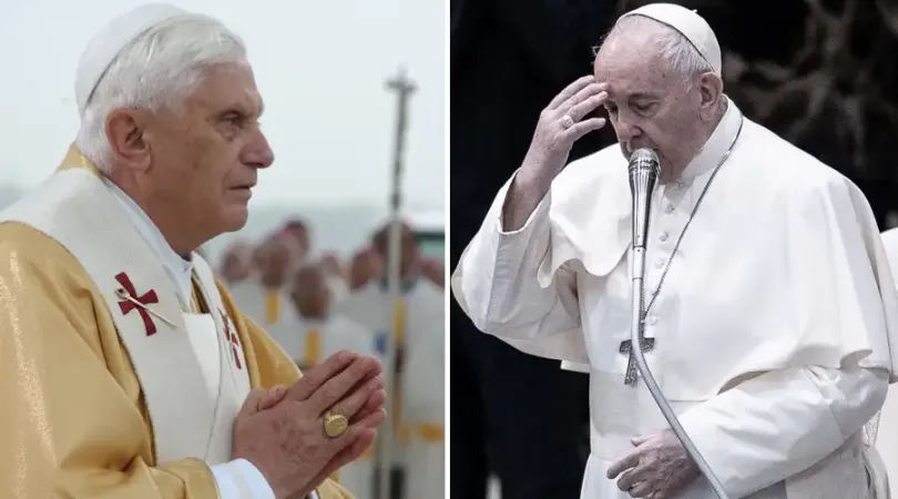 Papst emeritus Benedikt XVI. und Papst Franziskus. 