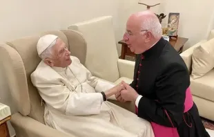 Der emeritierte Papst Benedikt XVI. und Erzbischof Francesco Camaldo, 24. November 2022.  / Stiftung Josef Ratzinger / Benedikt XVI.