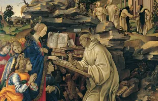 Die Jungfrau Maria erscheint dem heiligen Bernhard (Gemälde von Filippino Lippi) / gemeinfrei