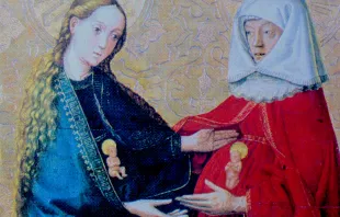 Konrad Witz. Gottes ewiger Ratschluß. Daneben die Heimsuchung der beiden Frauen, um 1445.  / Gemäldegalerie Berlin SMPK. (Bild:Adolf Weis, Platytera)
