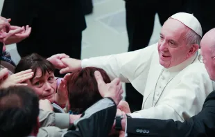 Papst Franziskus begrüßt Gläubige bei der Generalaudienz am 23. November 2016. / CNA/Lucia Ballester