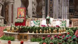Papst Franziskus bei der Predigt in der Messe zur Eröffnung der Familiensynode 2015. / CNA/Daniel Ibanez