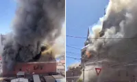 Brand der Kirche San Antonio de Padua in Iquique in Chile / Bomberos de Chile