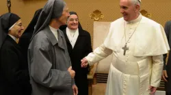 Papst Franziskus begrüßt seine Kusine zweiten Grades, Schwester Ana Rosa Sivori, im Jahr 2013.  / Vatican Media