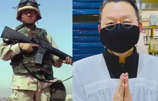 Cameron Song Sellers als Soldat und als Seminarist / Foto: Cameron Song Sellers / EWTN News In Depth