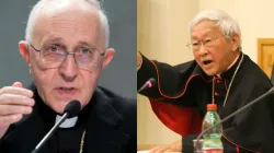 Kardinal Filoni, Präfekt von Propaganda Fide (links) und Kardinal Zen, emeritierter Bischof von Hong Kong. / Daniel Ibanez und Bohumil Petrik / beide CNA Deutsch
