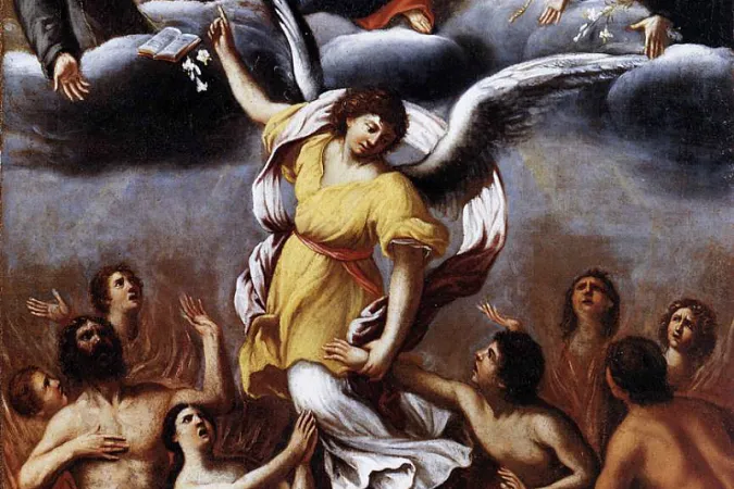 Das Purgatorium: Ausschnitt einer Darstellung der Seelen im Fegefeuer aus dem 17. Jahrhundert von Lodovico Carracci