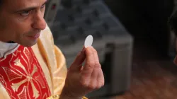 Der wahre Leib Christi: Ein Priester spendet die Kommunion im Petersdom am Fest der Heiligen Familie, 27. Dezember 2015. / CNA/Alexey Gotovskiy