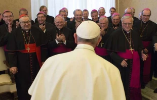 Papst Franziskus trifft die deutschen Bischöfe bei deren Ad-Limina-Besuch am 15. November 2015 / Vatican Media