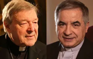 Kardinal George Pell (links) und Kardinal Angelo Giovanni Becciu. / Alexey Gotovskiy // Daniel Ibanez / CNA Deutsch 