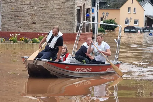 Hochwasser in Ehrang (Bistum Trier) im Juli 2021. / Florian Blaes via Bistum Trier