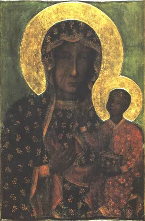 Die heiligste Reliquie Polens, die Muttergottes von Tschenstochau; eine Ikone auf Holz aus dem 15. Jahrhundert.
