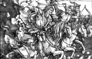 Die vier Reiter der Apokalypse, von Albrecht Dürer (Ausschnitt). / Staatliche Kunsthalle Karlsruhe via Wikimedia (Gemeinfrei)