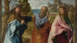 Christus und die Jünger auf dem Weg nach Emmaus (Gemälde von Altobello Melone) / gemeinfrei