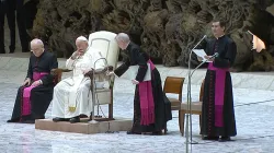 Papst Franziskus bei der Generalaudienz am 29. November 2023 / screenshot / YouTube / Vatican News