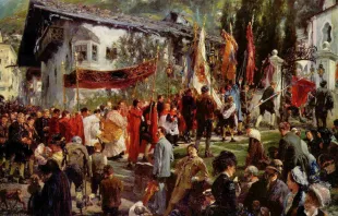 Fronleichnamsprozession in Hofgastein (Gemälde: Adolph von Menzel) / gemeinfrei