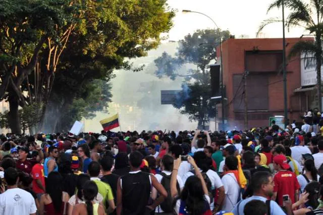 Demonstranten in der Altamira-Nachbarschaft von Caracas am 15. Februar 2014. 