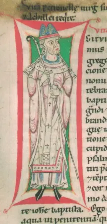 Darstellung Gregors VII. aus "Beginn der Vita Gregorii VII" des Paul von Bernried