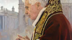 Portrait von Papst Benedikt XVI., gemalt von Raúl Berzosa der spanischen Diözese Ciudad Rodrigo. 
 / Raul Berzosa via CNA/Daniel Ibanez