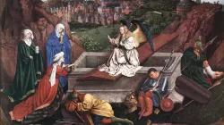 Dieses Gemälde der Begebenheit am Grab von Hubert van Eyck entstand Mitte des 15. Jahrhunderts. / Gemeinfrei via Wikipedia