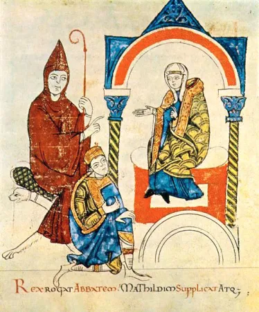 Mathilde von Tuszien und Hugo von Cluny als Fürsprecher Heinrichs IV.  bei Papst Gregor VII. 