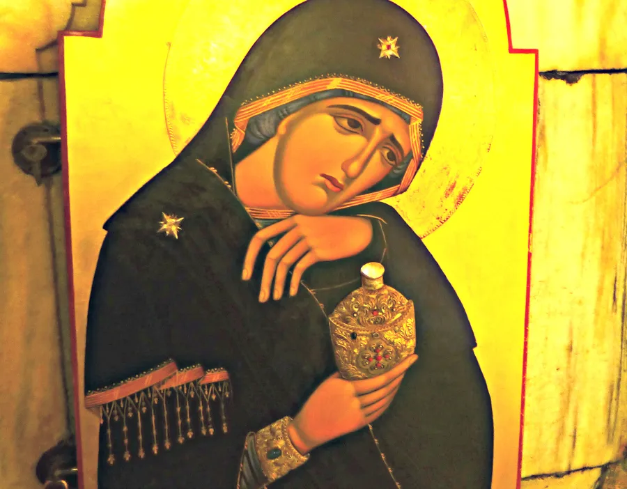 Ikone Maria Magdalenas aus der Grabkammer Christi, Heiliges Grab, Jerusalem.