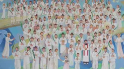 Ein Bild des seligen Paul Yun Ji-chung und 123 Gefährten, die am 16. August 2014 seliggesprochen wurden /  Vorbereitungskomitee für den Papstbesuch 2014 in Korea.