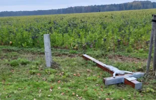 Geschändetes Wegkreuz im Landkreis Bautzen / Rafael Ledschbor