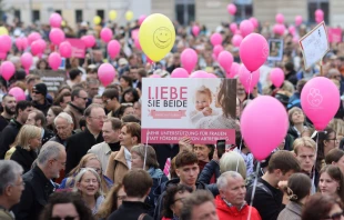 Der überkonfessionelle „Marsch fürs Leben“ begann um 13:30 Uhr mit einem Bühnenprogramm am Karlsplatz. Von dort aus führte die Route über die für den Autoverkehr gesperrte Wiener Ringstraße zum Heldenplatz. / Marsch fürs Leben Österreich
