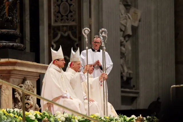 Die drei neuen Bischöfe am 19. März 2018 im Petersdom